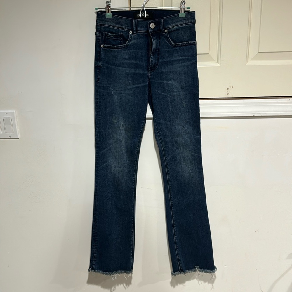 Frayed bootcut high rise express jeans